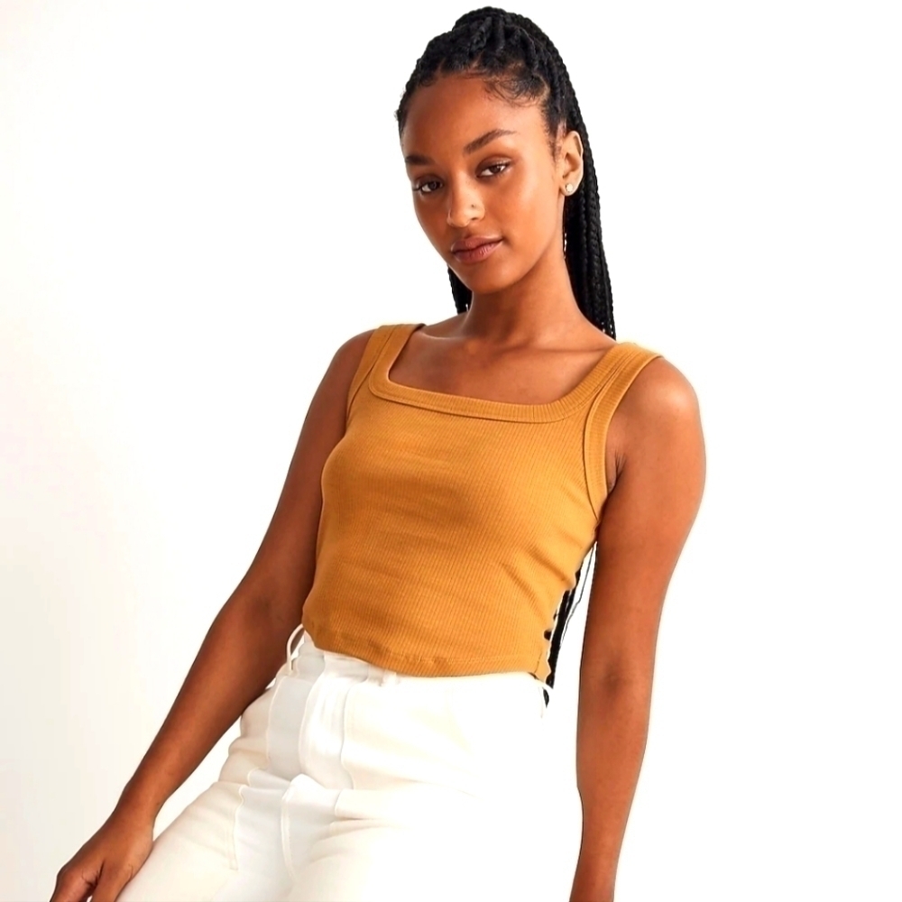 Madewell tailored sleekhold crop tank gold XXS NWT